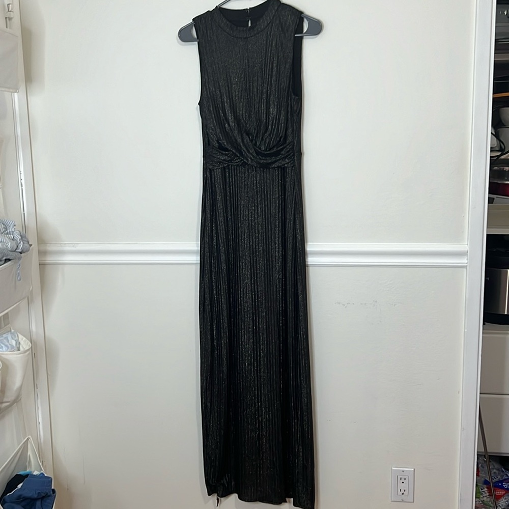 BCBGeneration Sleeveless maxi dress black with silver sparkles.